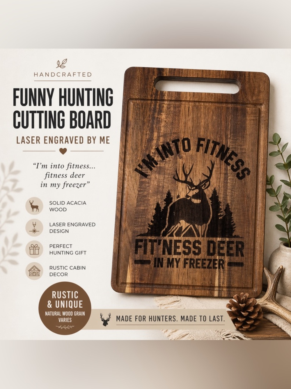 2/$50 Funny Cutting Board “I’m Into Fitness… Fit’ness Deer in My Freezer”